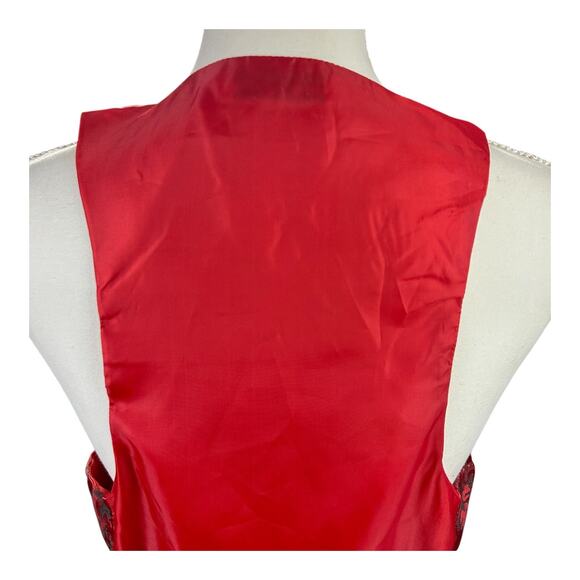Design by Olivia Vest Women Size Large Red Jacquard Paisley 3 Button Waistcoat - Picture 6 of 12